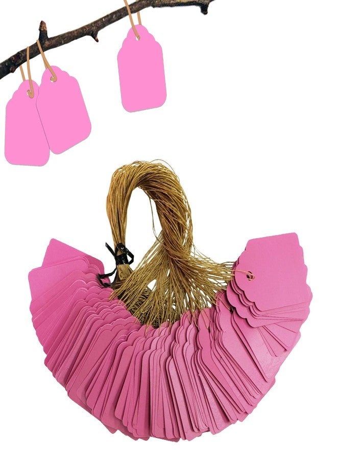 BEADNOVA Plant Hanging Tags 100pcs Tags with String Reusable Plant Labels Markers Plastic Garden Signs Garden Markers for Outdoor (2 Inch, Pink) - Image 1